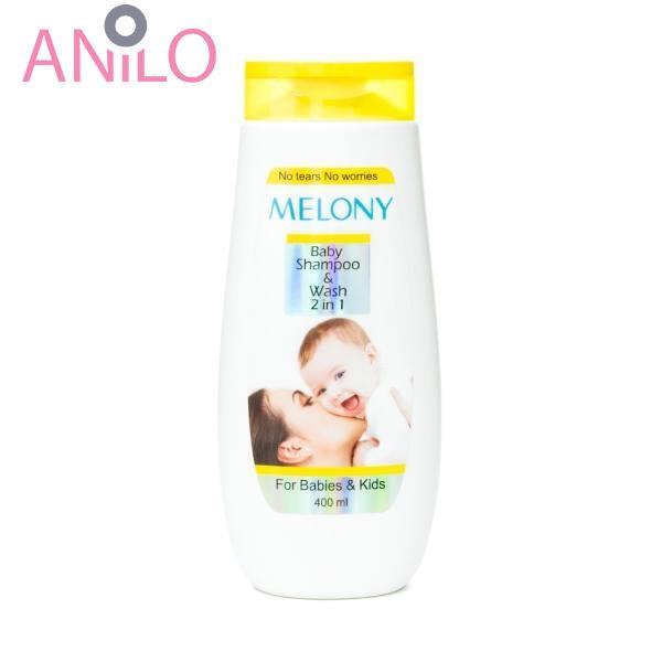 شامپو سر و بدن کودک ملونی مدل Baby Shampoo and Wash حجم 400 میلی لیتر Melony Baby Shampoo And Wash 2in1 400ml